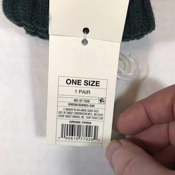 A New Day Womens One Size Mittens Convertible Fingerless Knit Green New - Picture 5 of 12